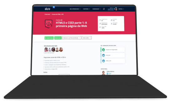 Notebook logado no site da Alura